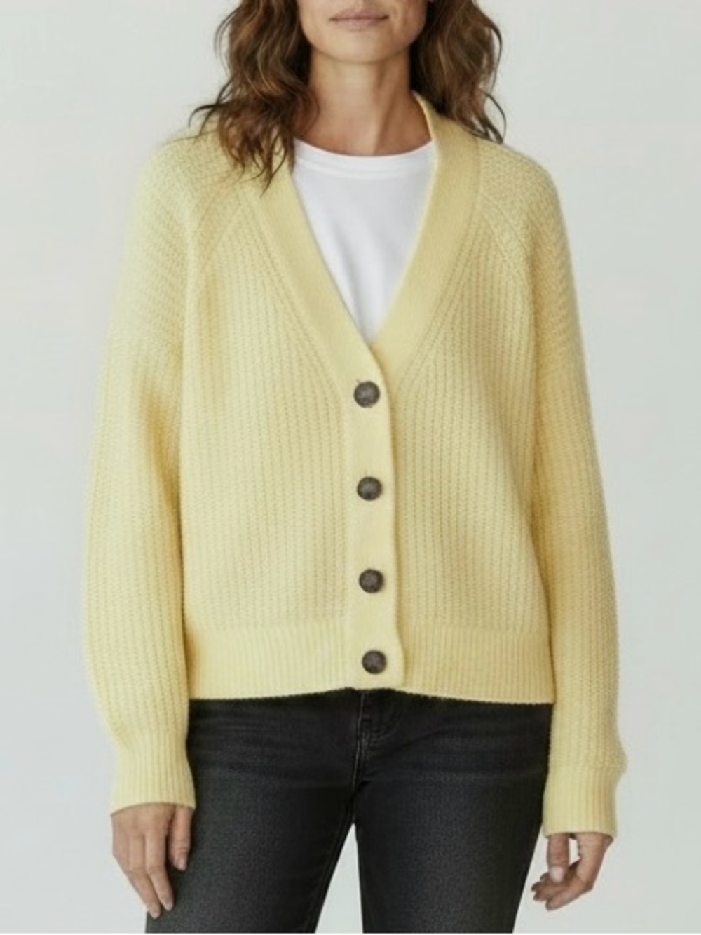 Old Navy Summer Yellow Button-Front V-Neck Cardigan